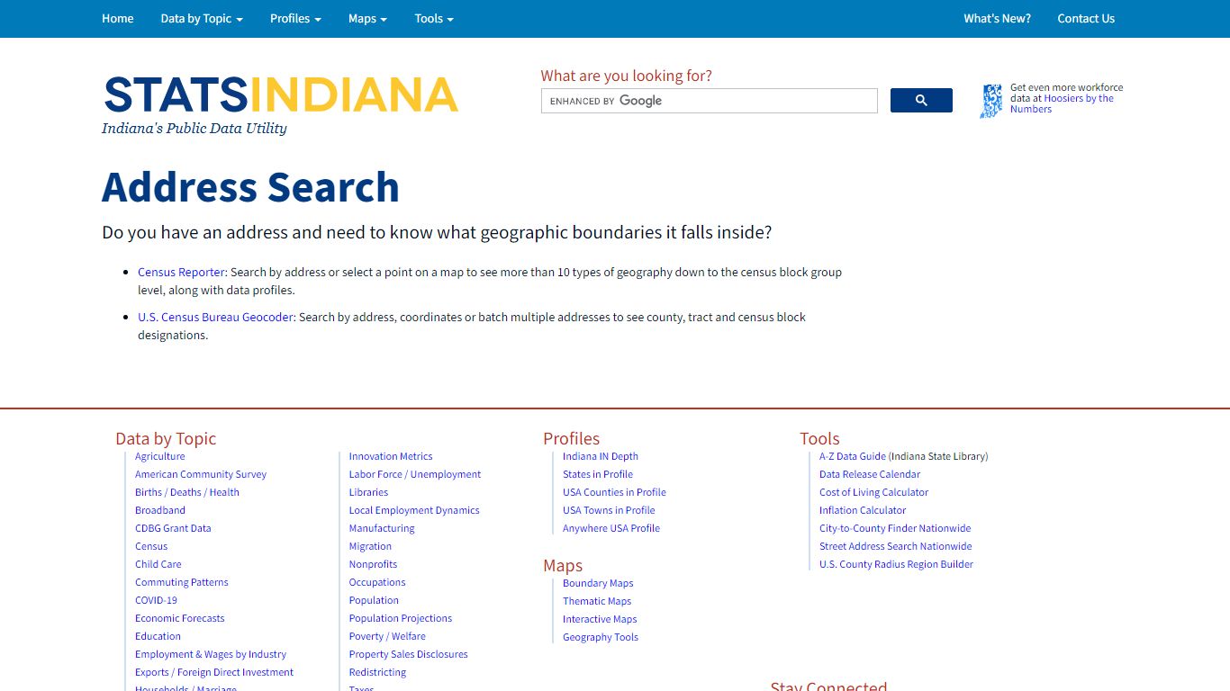 Address Search: STATS Indiana